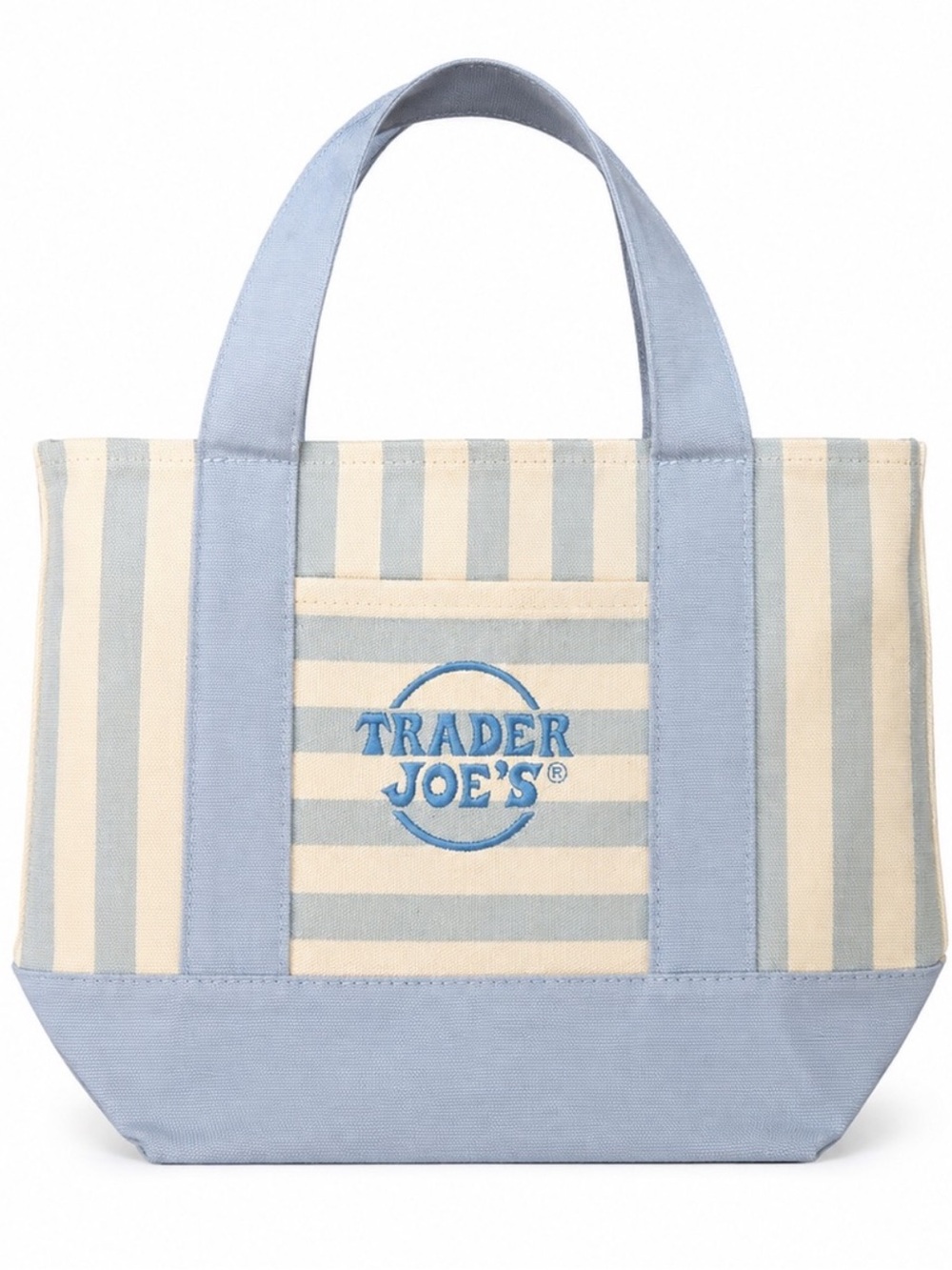 Trader Joe's Blue & Cream Striped Canvas Tote